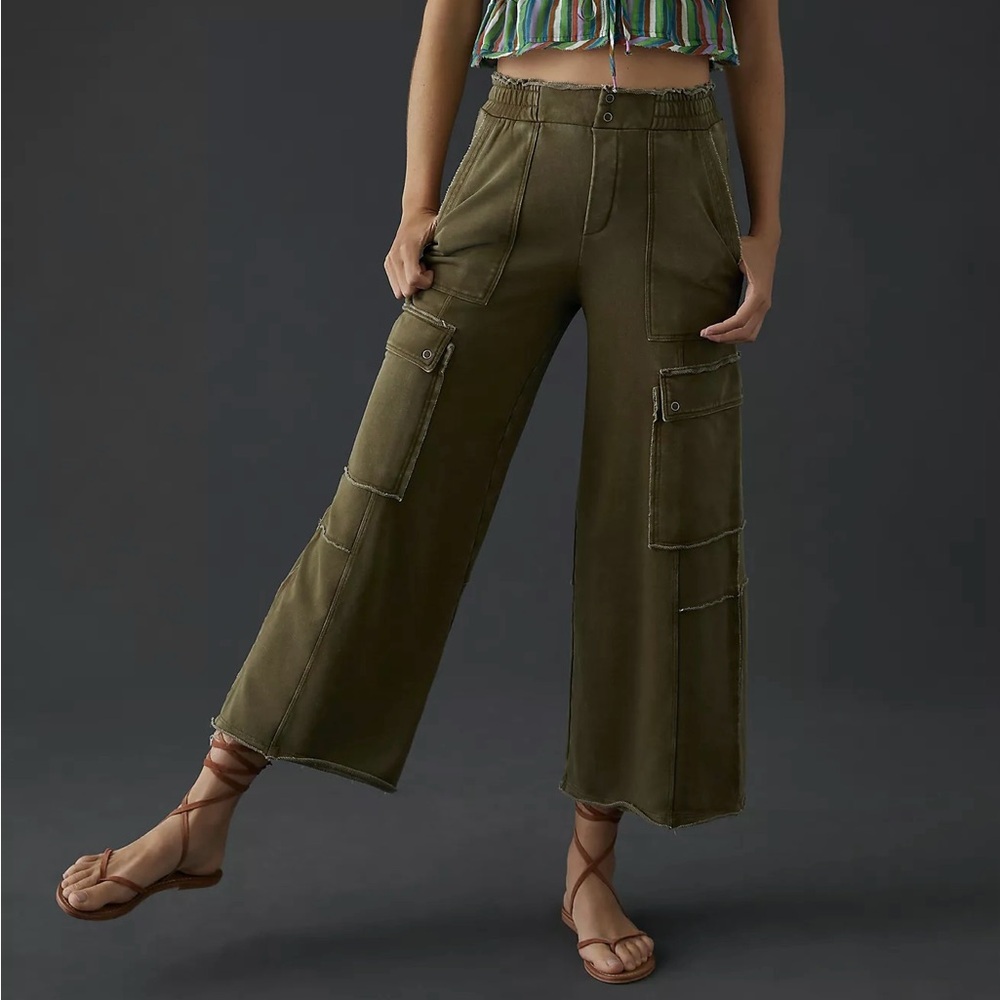 Anthropologie Daily Practice Utility Wide-Leg Pants | Olive Drab